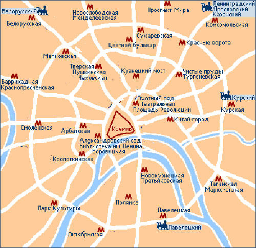 Карта москвы в районе красной площади